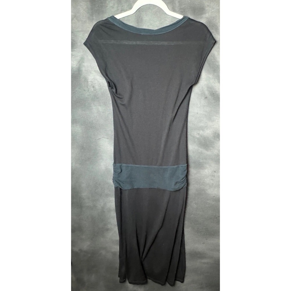 James Perse Dress Size 2 Medium Black Jersey Knit Scoop Neck Drop Waist Designer - Picture 3 of 3